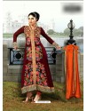 Maroon Georgette Embroidered Anarkali Suit