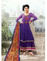 Violet Georgette Embroidered Anarkali Suit