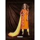 Orange Banarasi Silk Jacquard Embroidered Suit