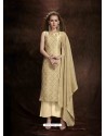 Beige Banarasi Silk Jacquard Embroidered Suit