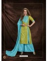 Firozi Banarasi Silk Jacquard Embroidered Suit