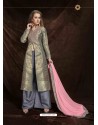 Grey Banarasi Silk Jacquard Embroidered Suit