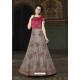 Dusty Pink Art Silk Embroidered Floor Length Suit