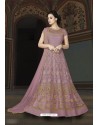 Pink Net Embroidered Floor Length Suit