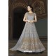 Silver Net Embroidered Floor Length Suit