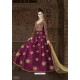 Purple Art Silk Embroidered Floor Length Suit