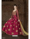 Fuchsia Art Silk Embroidered Floor Length Suit