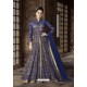 Blue Net Embroidered Floor Length Suit