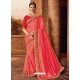 Peach Two Tone Silk Embroidered Saree