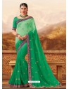 Jade Green Silk Embroidered Saree