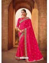 Fuchsia Two Tone Silk Embroidered Saree