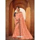 Peach Silk Embroidered Saree