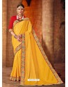 Yellow Two Tone Silk Embroidered Saree