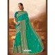 Aqua Mint Two Tone Silk Embroidered Saree