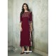 Glamorous Maroon Printed Party Wear Kurti