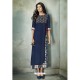 Graceful Navy Blue Cotton Party Wear Kurti