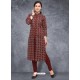 Perfect Wine Printed Party Wear Kurti