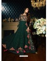 Dark Green Faux Georgette Floor Length Suit