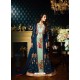 Peacock Blue Faux Georgette Floor Length Suit