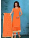 Modern Orange Cotton Silk Suit