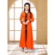 Orange Cotton Party Wear Kurti