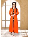 Orange Cotton Party Wear Kurti