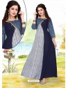 Blue Cotton Party Wear Kurti