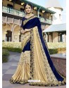 Awesome Golden Fancy Fabric Saree