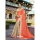 Asthetic Orange Fancy Fabric Saree