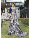 Spectacular Silver Fancy Fabric Saree