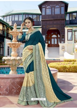 Extraordinary Teal Fancy Fabric Saree