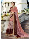 Superb Peach Embroidered Saree