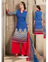 Blue Pure Cotton Printed Palazzo Suit