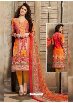 Pure Cotton Printed Mirror Work Straight Suit