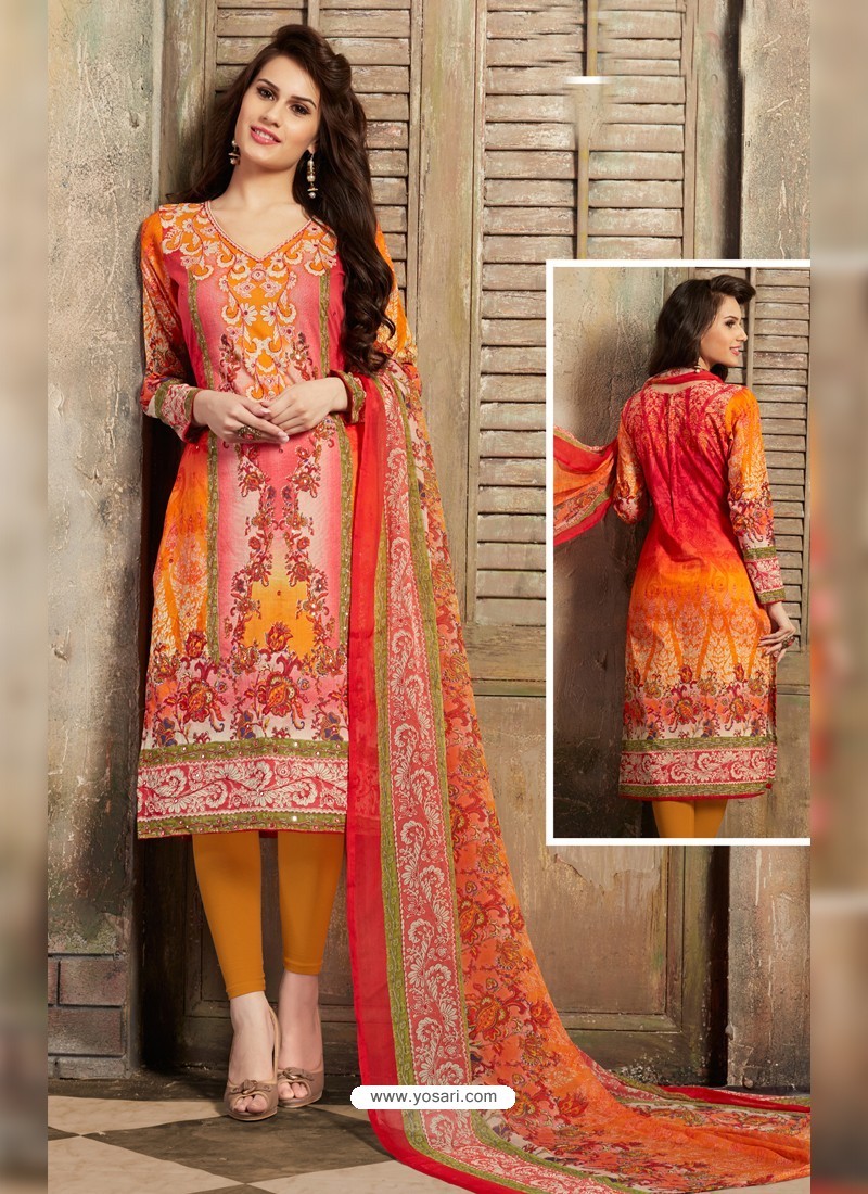 Buy Pure Cotton Printed Mirror Work Straight Suit | Straight Salwar Suits