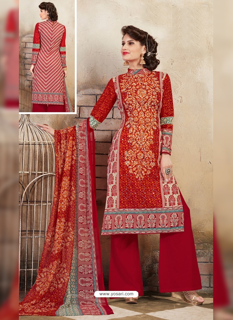 Buy Pure Cotton Mirror Work Palazzo Suit | Palazzo Salwar Suits