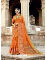 Beautiful Orange Cotton Silk Saree