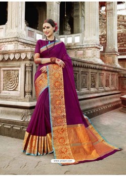 Beauteous Purple Designer Silk Saree