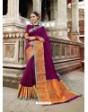 Beauteous Purple Designer Silk Saree