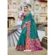 Eye Catching Teal Cotton Silk Jacquard Border Saree