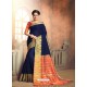 Observable Blue Cotton Silk Saree