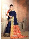 Observable Blue Cotton Silk Saree