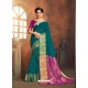 Phenomenal Teal Cotton Saree