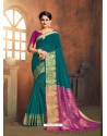 Phenomenal Teal Cotton Saree