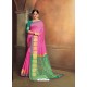 Genius Pink Cotton Silk Party Wear Saree