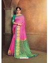 Genius Pink Cotton Silk Party Wear Saree