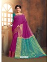 Fabulous Purple Cotton Silk Party Wear Saree