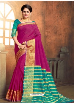 Awesome Magenta Cotton Silk Saree