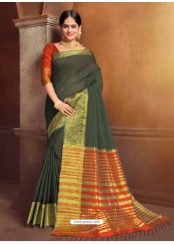 Asthetic Mehendi Cotton Saree