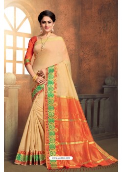 Stunning Beige Party Wear Saree